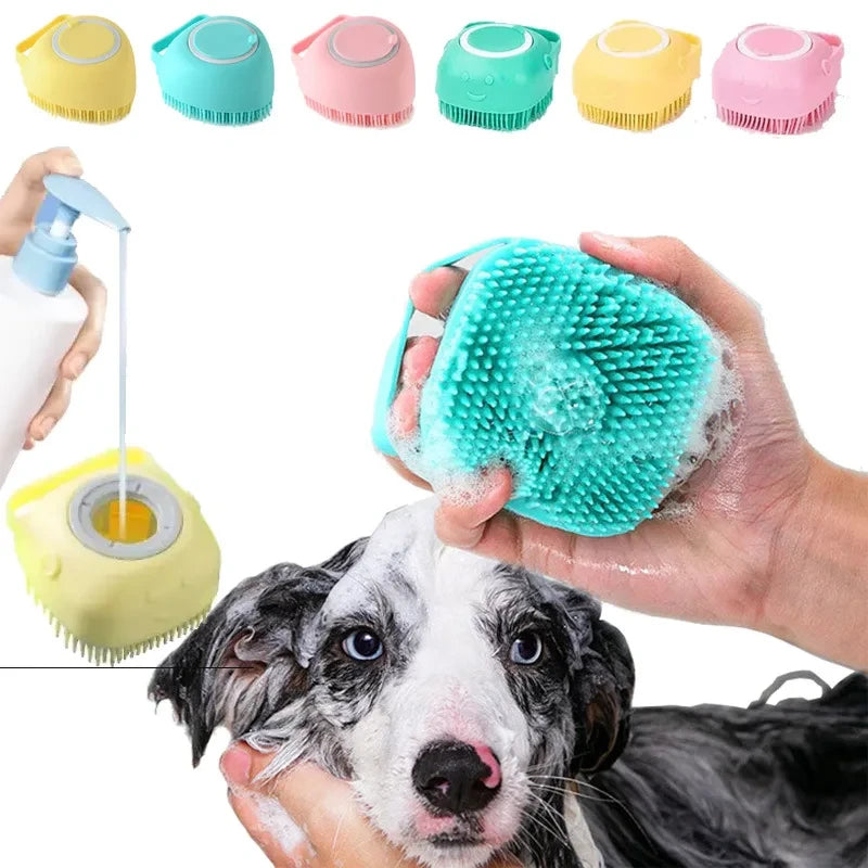 2-in-1 Silicone Pet Paw Cleaner Brush — with Shampoo Dispenser & Massager