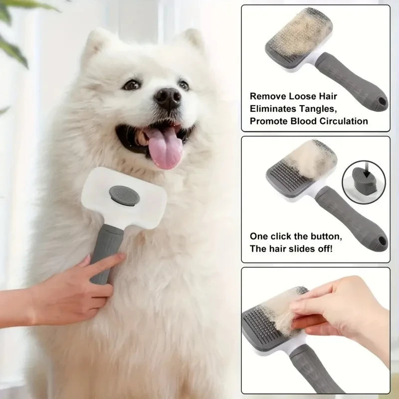Self-Cleaning Brush for Dogs & Cats — Removes Loose Hair and Tangles