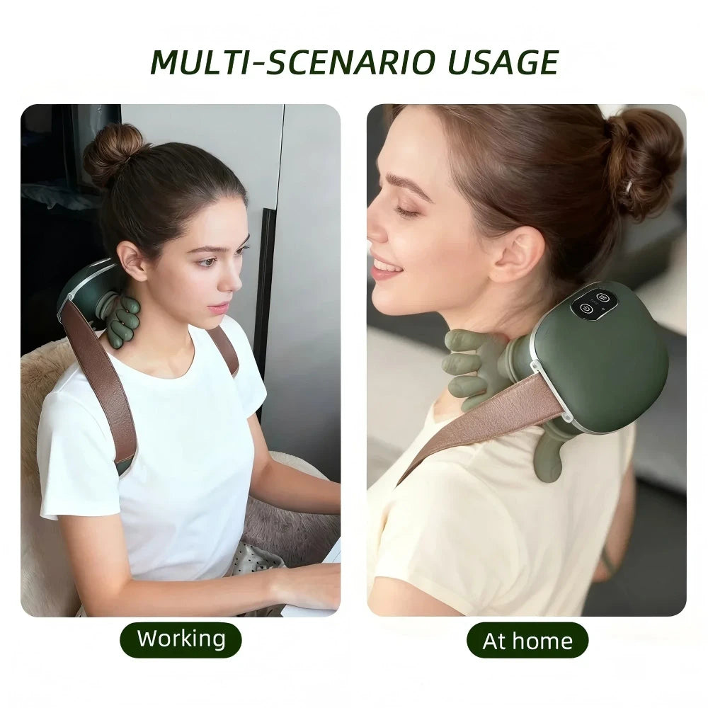Wireless Neck and Back Massager with Heat 4D Kneading Shiatsu Deep Tissue for Shoulder Cervical Trapezius Kneading Massage