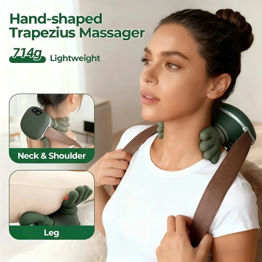 Wireless Neck and Back Massager with Heat 4D Kneading Shiatsu Deep Tissue for Shoulder Cervical Trapezius Kneading Massage