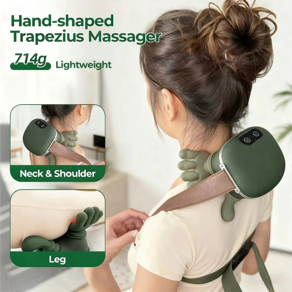 Wireless Neck and Back Massager with Heat 4D Kneading Shiatsu Deep Tissue for Shoulder Cervical Trapezius Kneading Massage