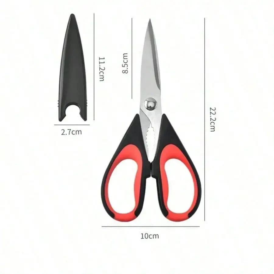 Kitchen Shears Heavy Duty 3-Pack – Stainless Steel Kitchen Scissors with Serrated Blade & Sheath, for Poultry Food Herbs