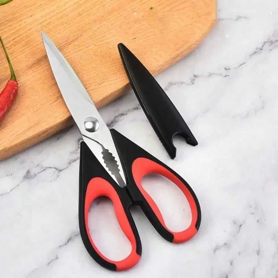 Kitchen Shears Heavy Duty 3-Pack – Stainless Steel Kitchen Scissors with Serrated Blade & Sheath, for Poultry Food Herbs