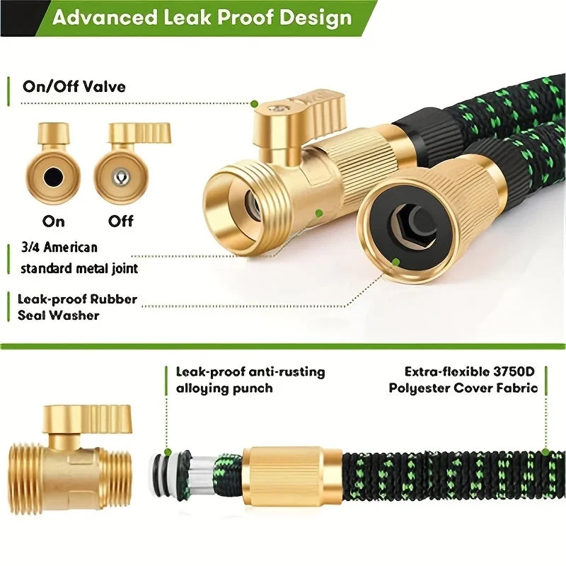 Expandable Garden Hose 25-150 ft — Kink-Free, Flexible, with 10-Pattern Spray Nozzle