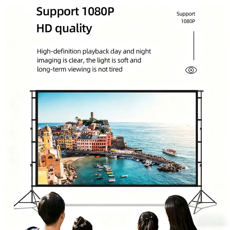 100inch/120inch Options Projector Screen With Stand 16:9 4K HD Rear Front Wrinkle-Free Portable And Foldable Movie Screen With Carry Bag For Indoor Outdoor Home Theater Backyard Cinema