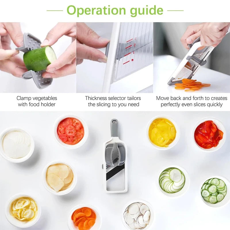 Mandolina de Cocina de Mano Ajustable — Rebanador de Verduras