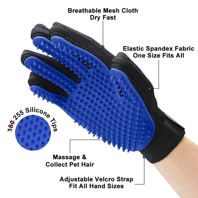 Pet Hair Remover Gloves — Soft Silicone Grooming Brush