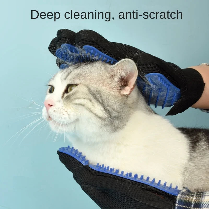 Pet Hair Remover Gloves — Soft Silicone Grooming Brush
