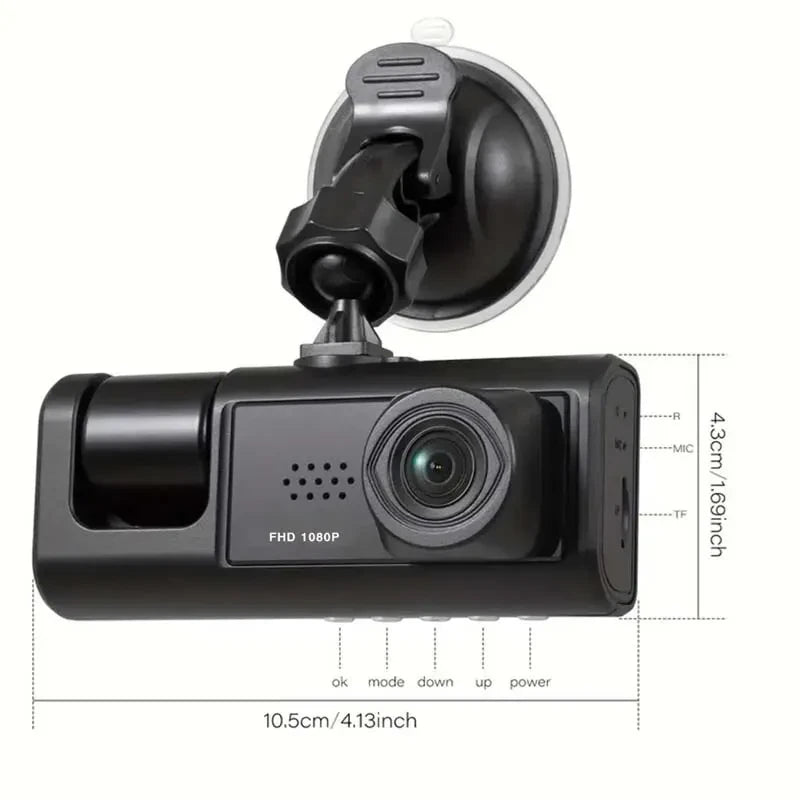 1080P Dual Lens Car DVR Dash Cam Video Recorder G-Sensor Front And Inside Camera