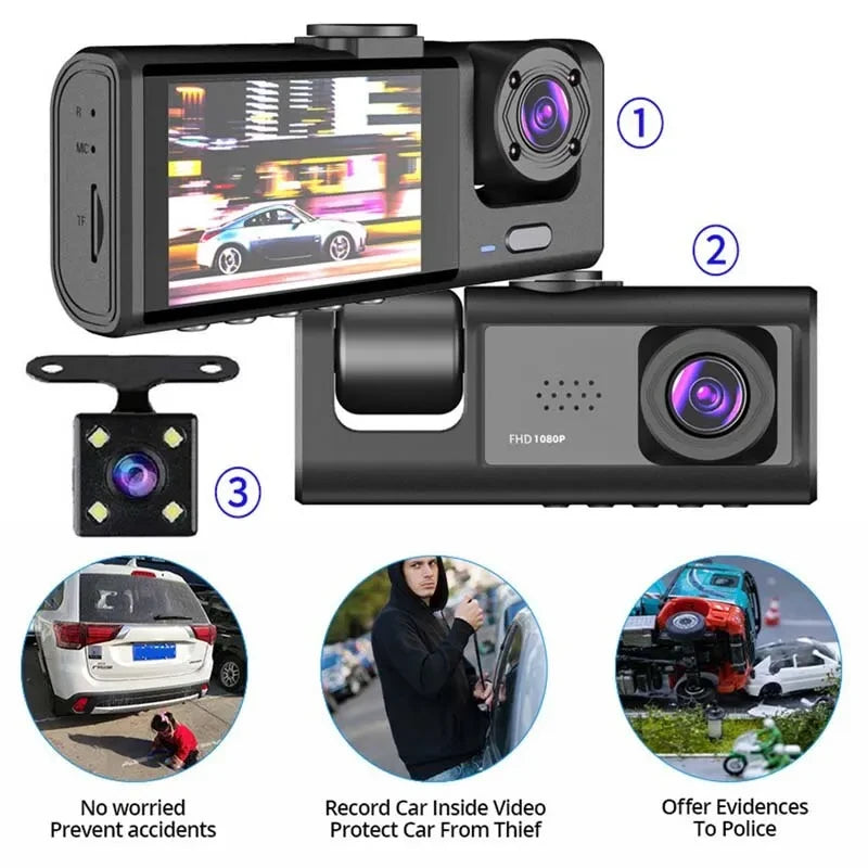 1080P Dual Lens Car DVR Dash Cam Video Recorder G-Sensor Front And Inside Camera