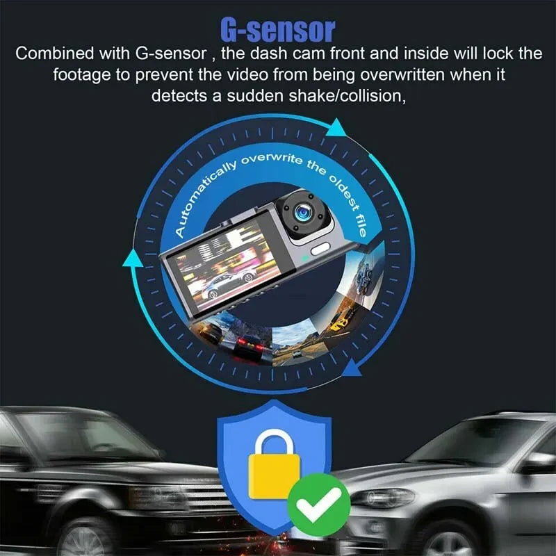 1080P Dual Lens Car DVR Dash Cam Video Recorder G-Sensor Front And Inside Camera