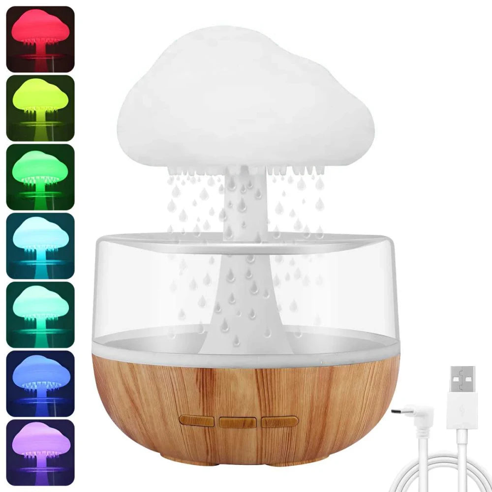 Rain Cloud Humidifier - Real Water Drops & LED Light