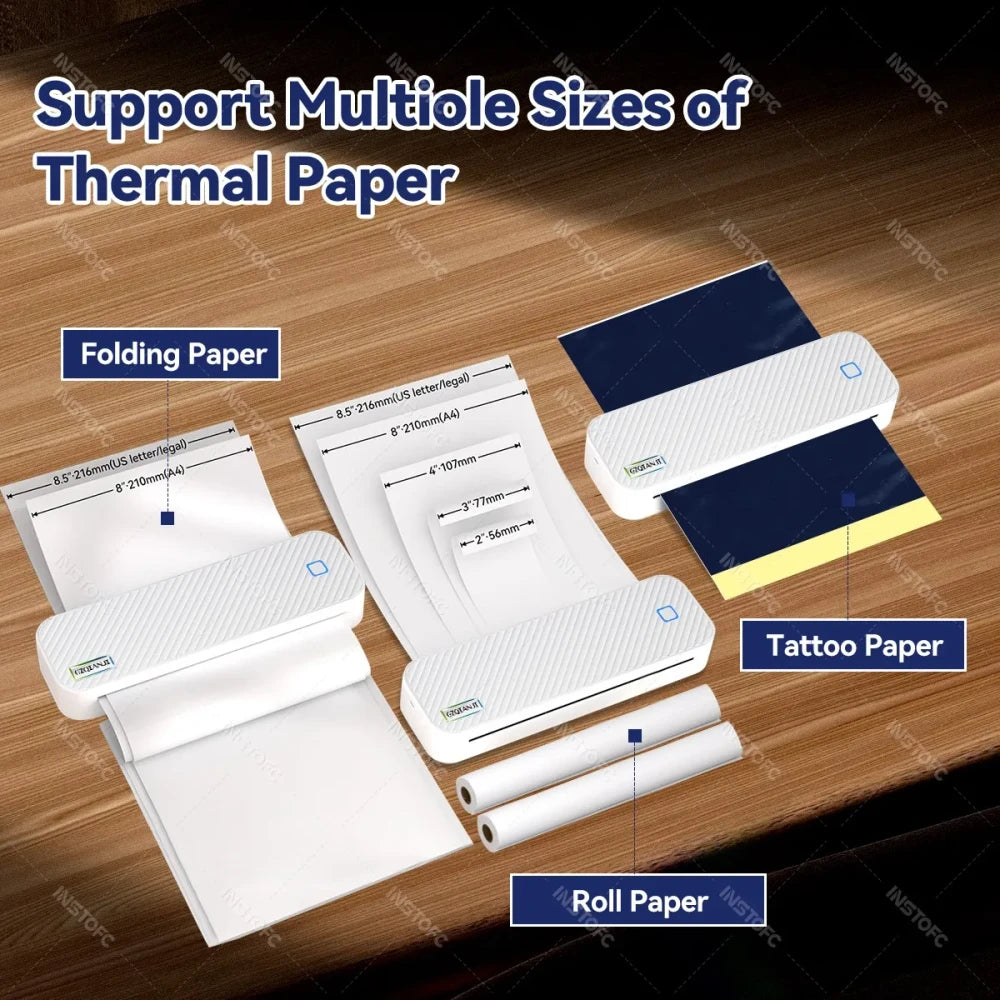 Impresora Portátil Sin Tinta Bluetooth para Hogar, Estudio y Oficina