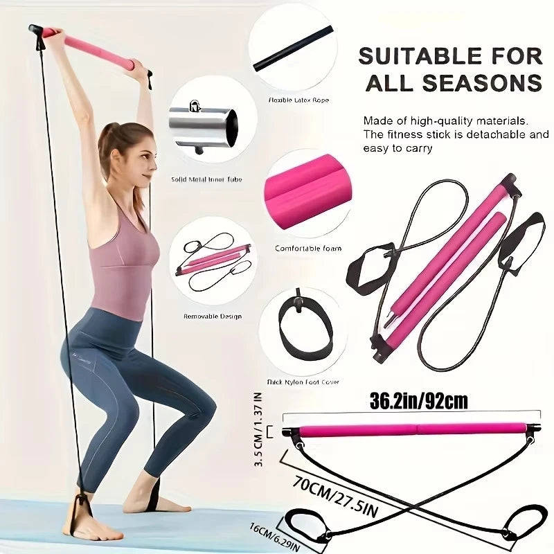 Kit de Barra de Pilates Portátil con Bandas de Resistencia — Gimnasio en Casa