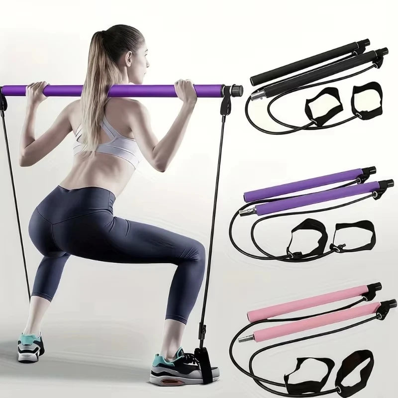 Kit de Barra de Pilates Portátil con Bandas de Resistencia — Gimnasio en Casa