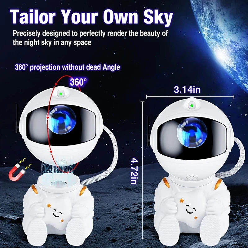 Proyector Galaxia Astronauta — Luz de Noche de Estrellas y Nebulosa con Control y Temporizador