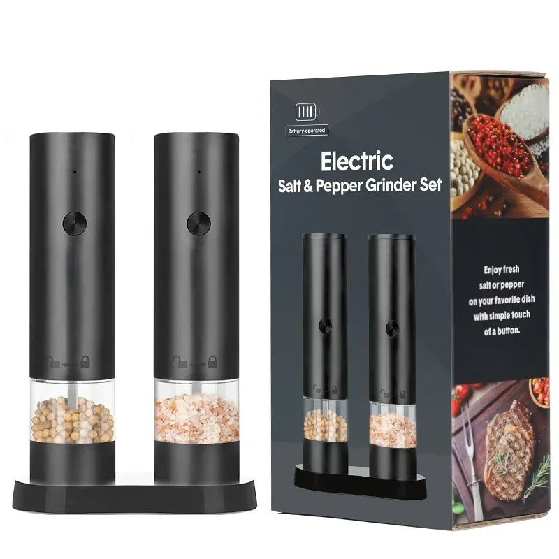 Set Molinillo Eléctrico de Sal y Pimienta — Recargable USB con Base