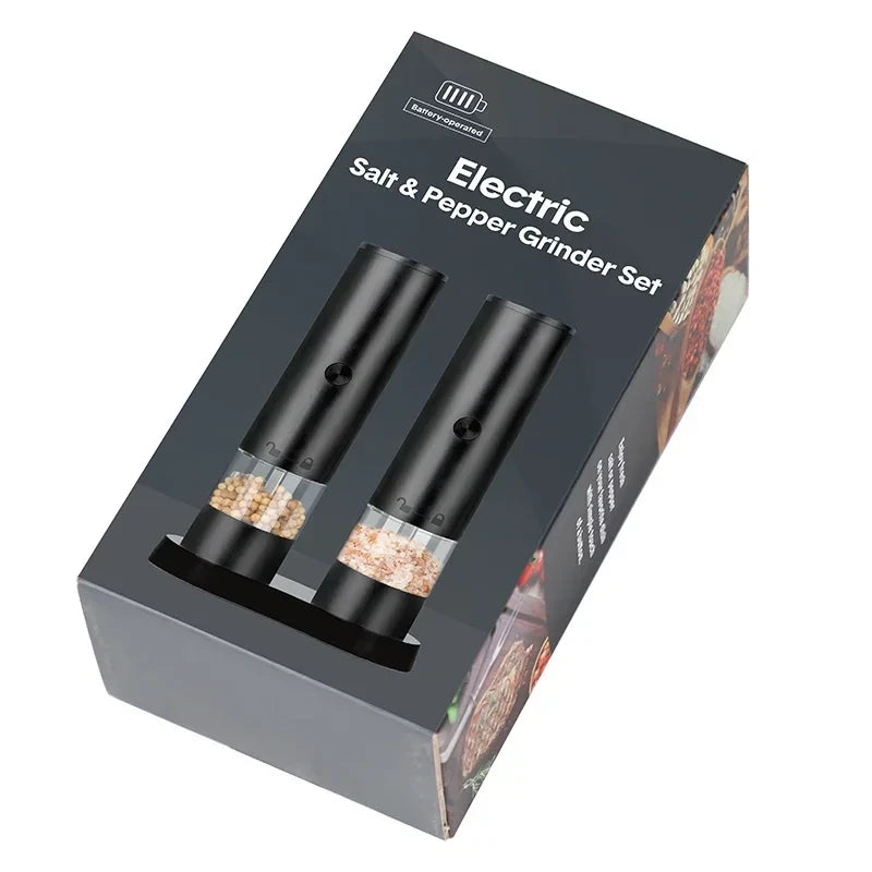 Set Molinillo Eléctrico de Sal y Pimienta — Recargable USB con Base