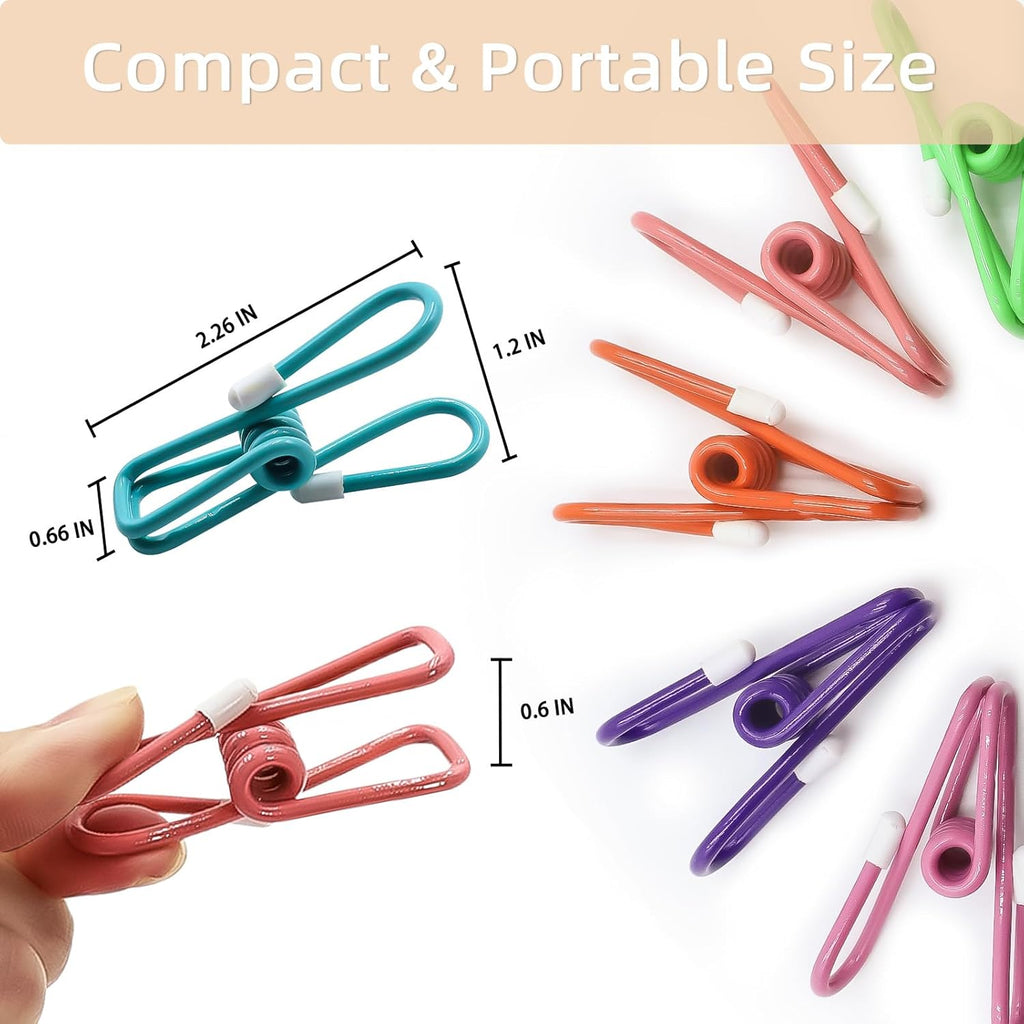 Chip Clips, 10 Pack Colorful Metal Chip Bag Clips with Rubber Caps Pvc-Coated Strong Spring Steel Clip for Food Package, Chips Bag, Snack, Clothes Pins, Paper, 5 Random Colors 2.2 Inch