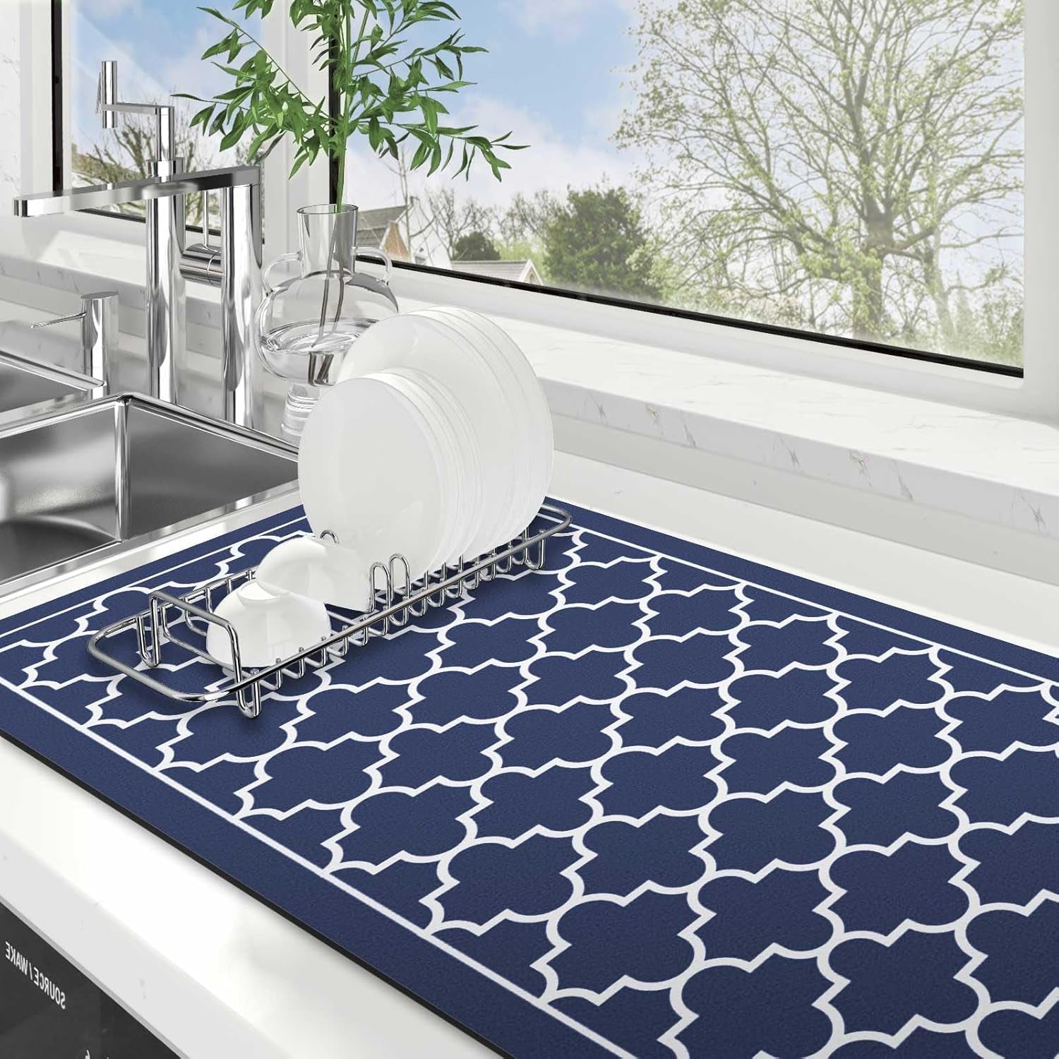Dish Drying Mat Super Absorbent Drying Mat Large Dish Drying Mats for Kitchen Counter Easy Clean Dish Mat Kitchen Drying Mat15"X 18" Stylish Grey