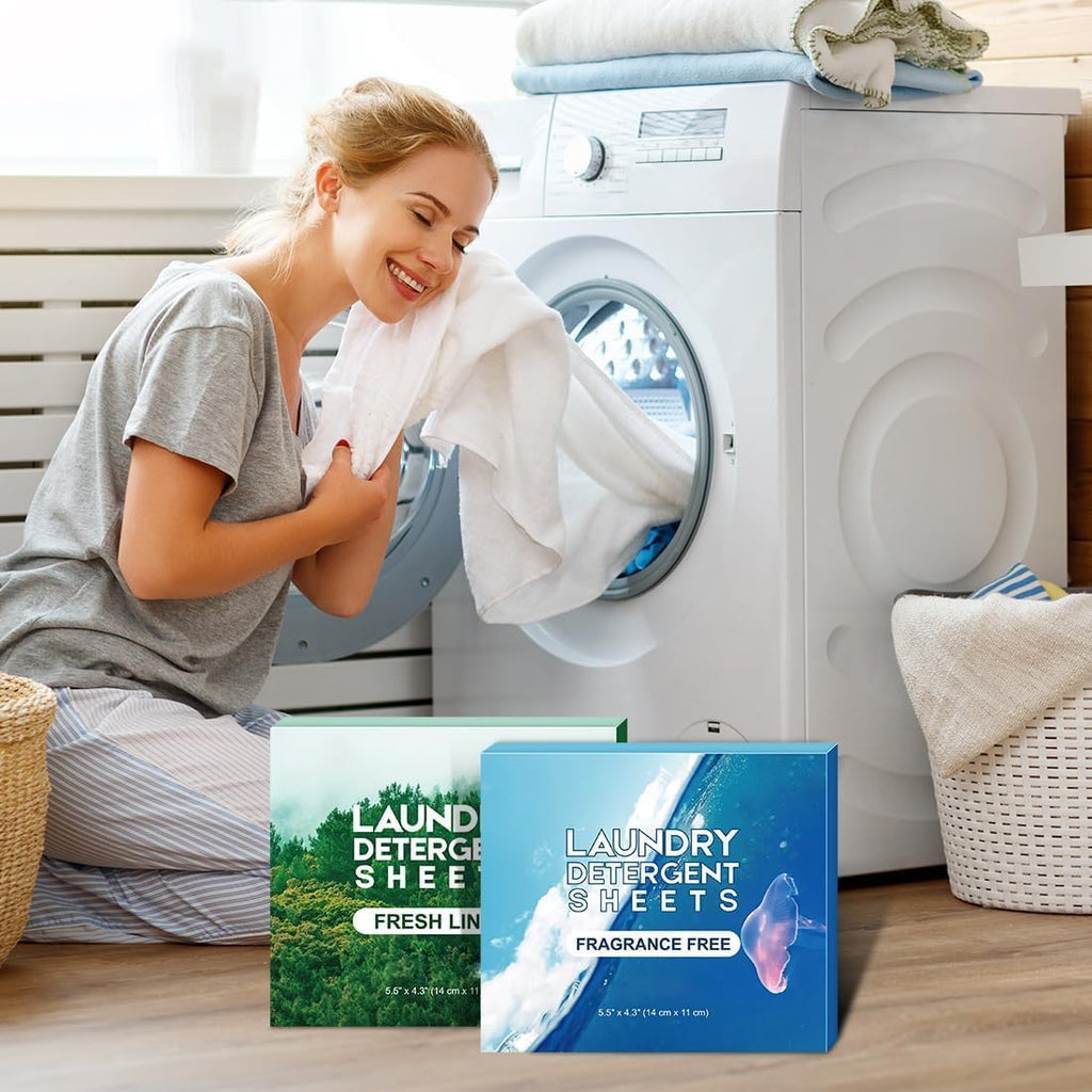 Laundry Detergent Sheets, Washer Sheet Detergent, No Plastic Jug, Laundry Soap Sheet for Travel, Home Washing, Fresh Scent-(160 Loads) 80 Sheets