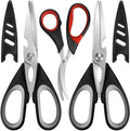 All Purpose Kitchen Shears with Protective Sheath, Heavy Duty 3 Pack Kitchen Scissors with Serrated Blade, Stainless Steel Cooking Scissors for Poultry, Food, Vegetables