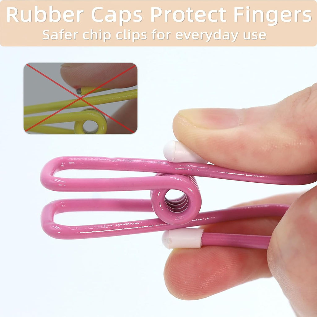 Chip Clips, 10 Pack Colorful Metal Chip Bag Clips with Rubber Caps Pvc-Coated Strong Spring Steel Clip for Food Package, Chips Bag, Snack, Clothes Pins, Paper, 5 Random Colors 2.2 Inch