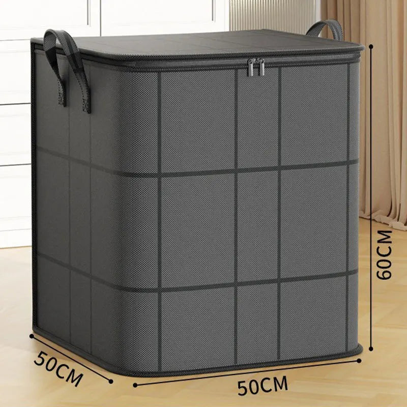 Portable Large Capacity Folding Clothing Storage Bag Hand-Held Duffel Bag Double Zipper Padded Bag Wardrobe Organizer Moving Bag