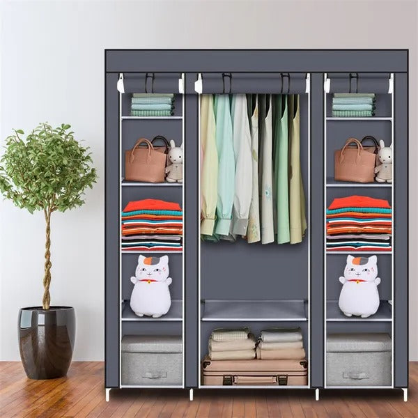69 Inch Portable Clothes Closet, Multi-Tier Wardrobe Storage Organizer, Non-Slip Fabric Shelves