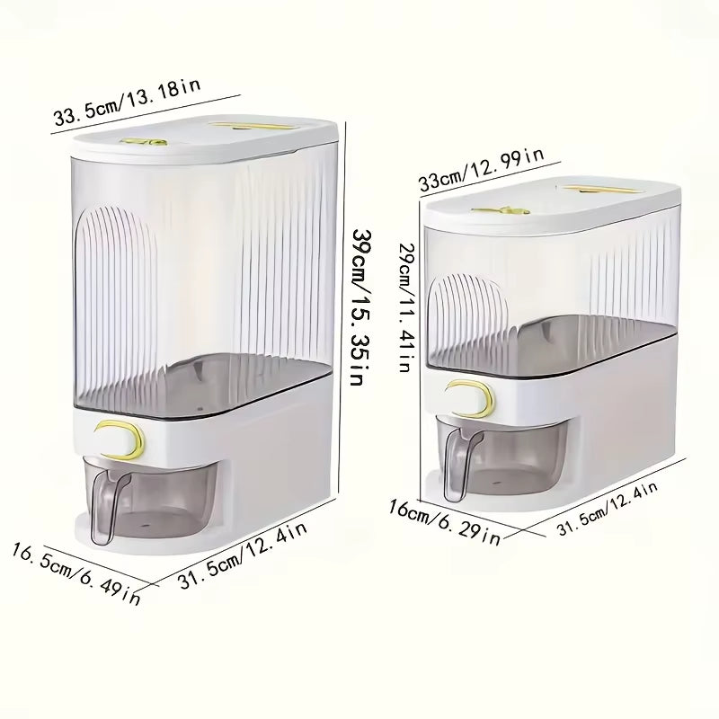 5Kg/10Kg Rice Dispenser - Large Pantry Storage Container with Measuring Cup & Time Markings