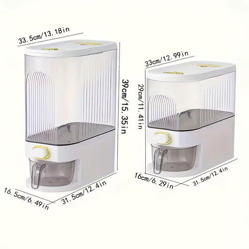 5Kg/10Kg Rice Dispenser - Large Pantry Storage Container with Measuring Cup & Time Markings