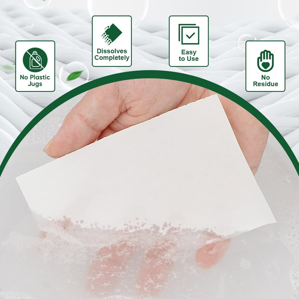 Laundry Detergent Sheets, Washer Sheet Detergent, No Plastic Jug, Laundry Soap Sheet for Travel, Home Washing, Fresh Scent-(160 Loads) 80 Sheets