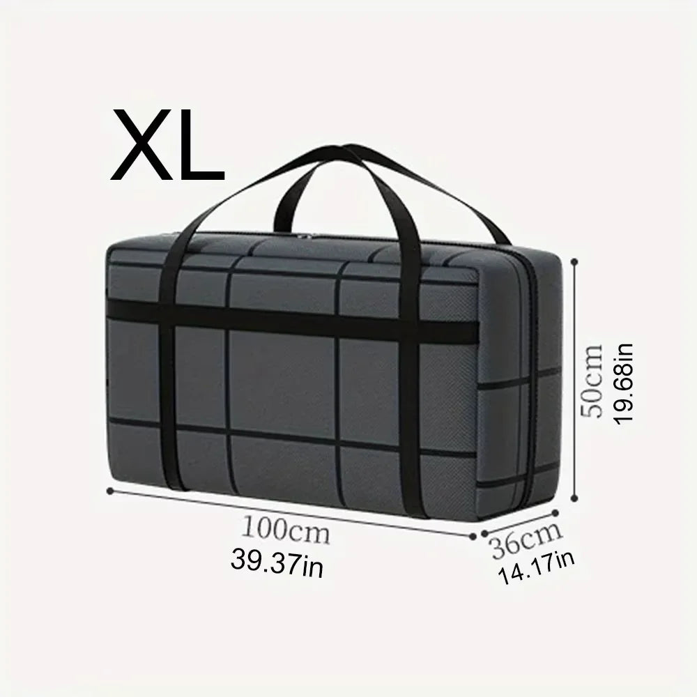 Portable Large Capacity Folding Clothing Storage Bag Hand-Held Duffel Bag Double Zipper Padded Bag Wardrobe Organizer Moving Bag