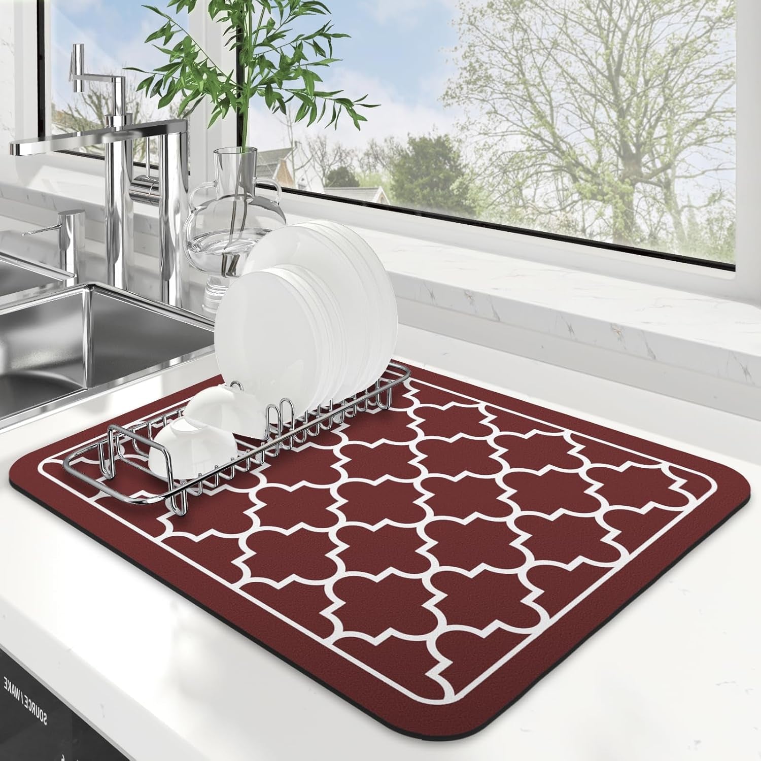 Dish Drying Mat Super Absorbent Drying Mat Large Dish Drying Mats for Kitchen Counter Easy Clean Dish Mat Kitchen Drying Mat15"X 18" Stylish Grey