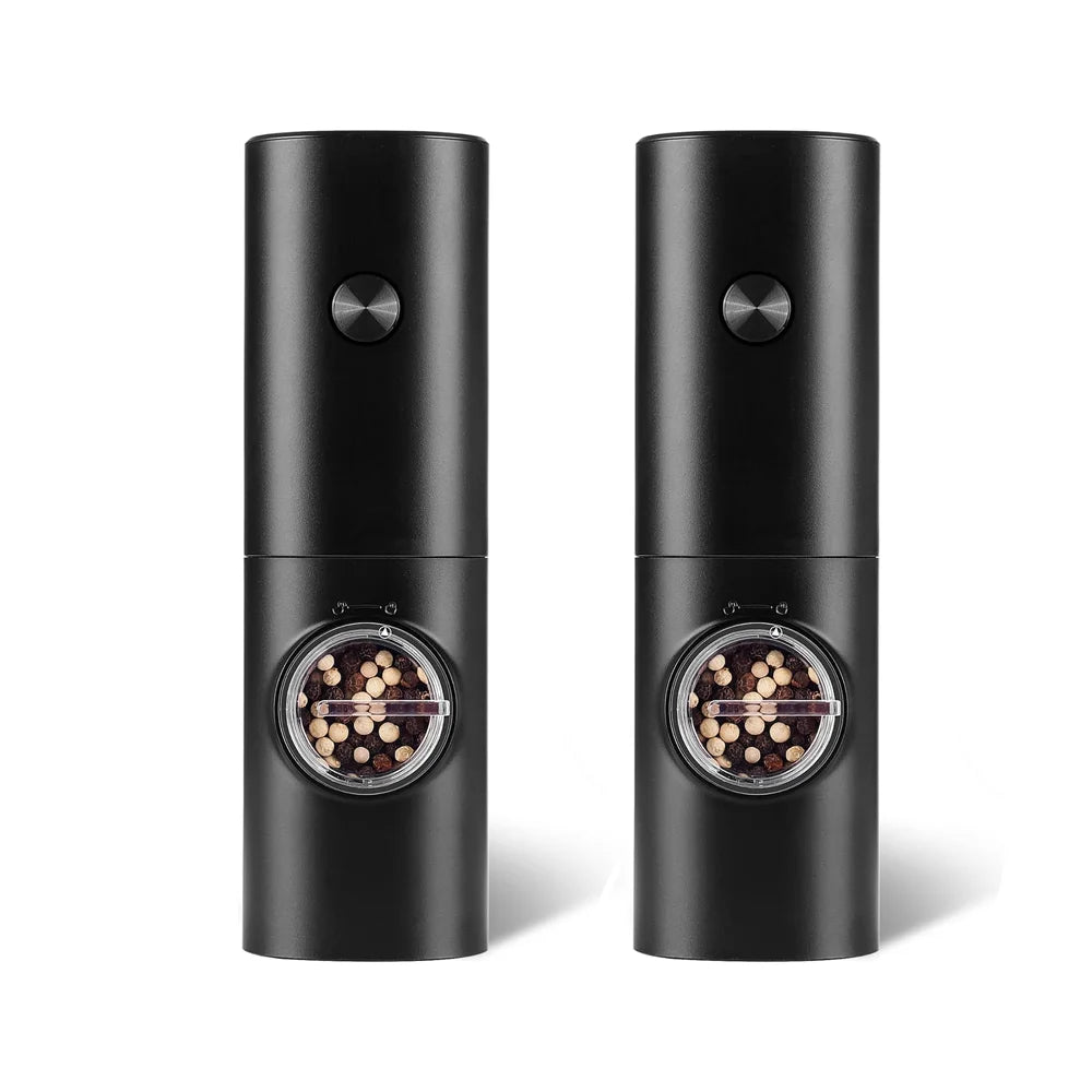 2Pcs Electric Pepper and Salt Grinder Set, Battery Powered Adjustable Coarseness Black Pepper Grinder Mill Kitchen Tools