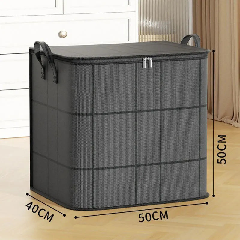Portable Large Capacity Folding Clothing Storage Bag Hand-Held Duffel Bag Double Zipper Padded Bag Wardrobe Organizer Moving Bag