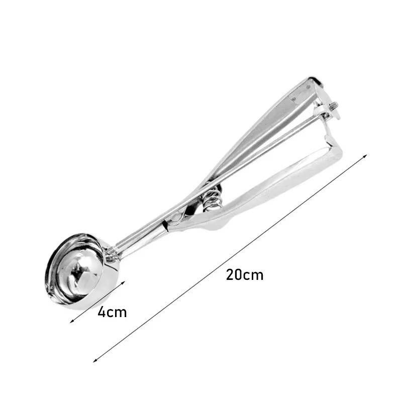 Stainless steel cookie scoop set with trigger release — 3 sizes for baking