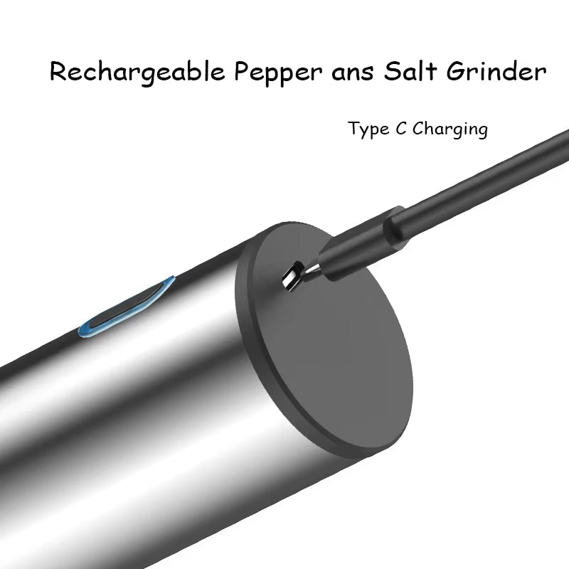 Electric Salt and Pepper Grinder Automatic Rechargeable Pepper Mill Shakers Adjustable Coarseness Kitchen Appliances