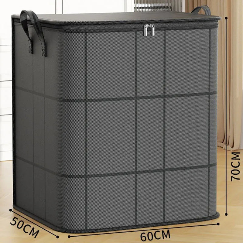 Portable Large Capacity Folding Clothing Storage Bag Hand-Held Duffel Bag Double Zipper Padded Bag Wardrobe Organizer Moving Bag
