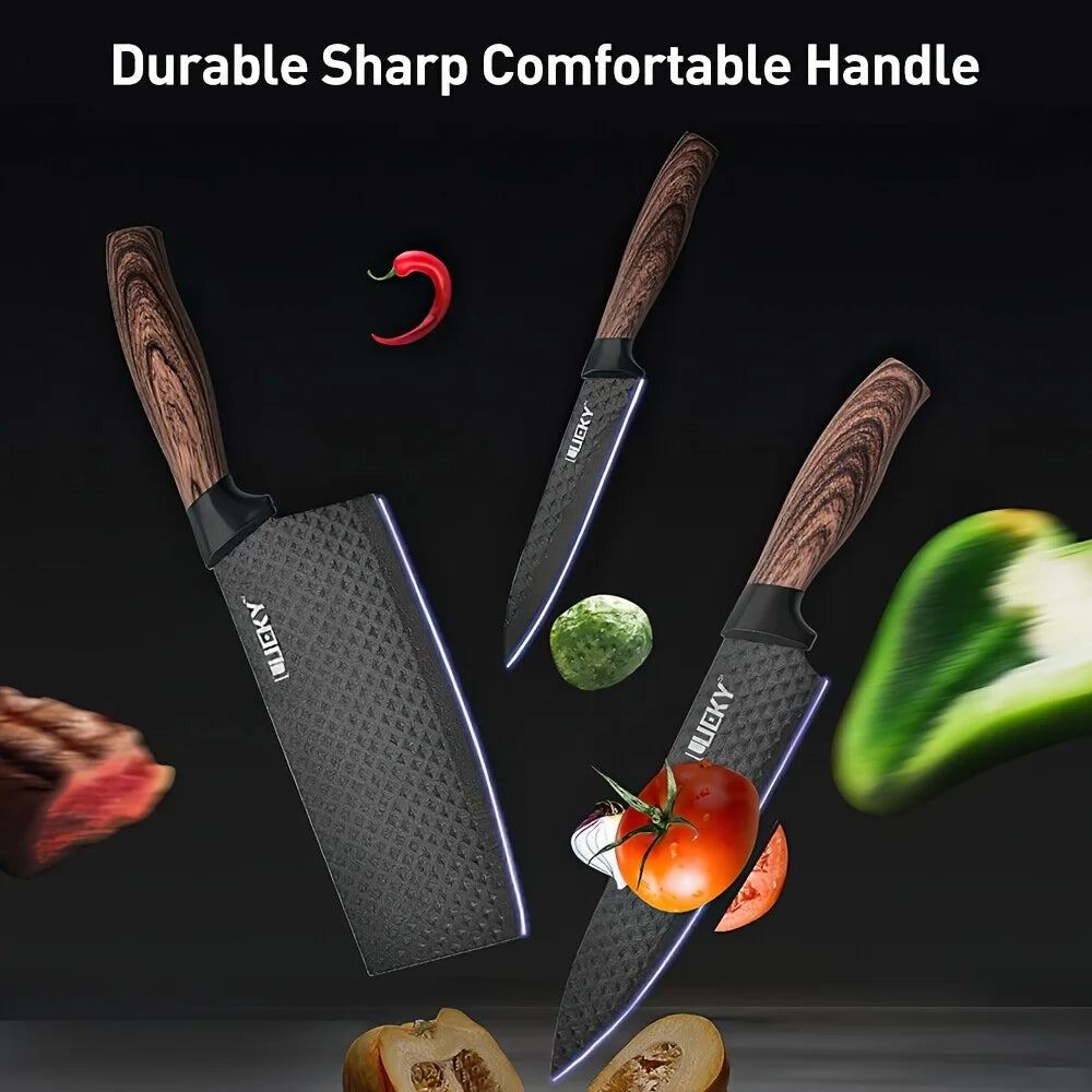 6-Piece Professional Kitchen Knife Set, Knife Set, Stainless Steel Knife and Scissors Set, Essential Kitchen Knives, Holiday Gift