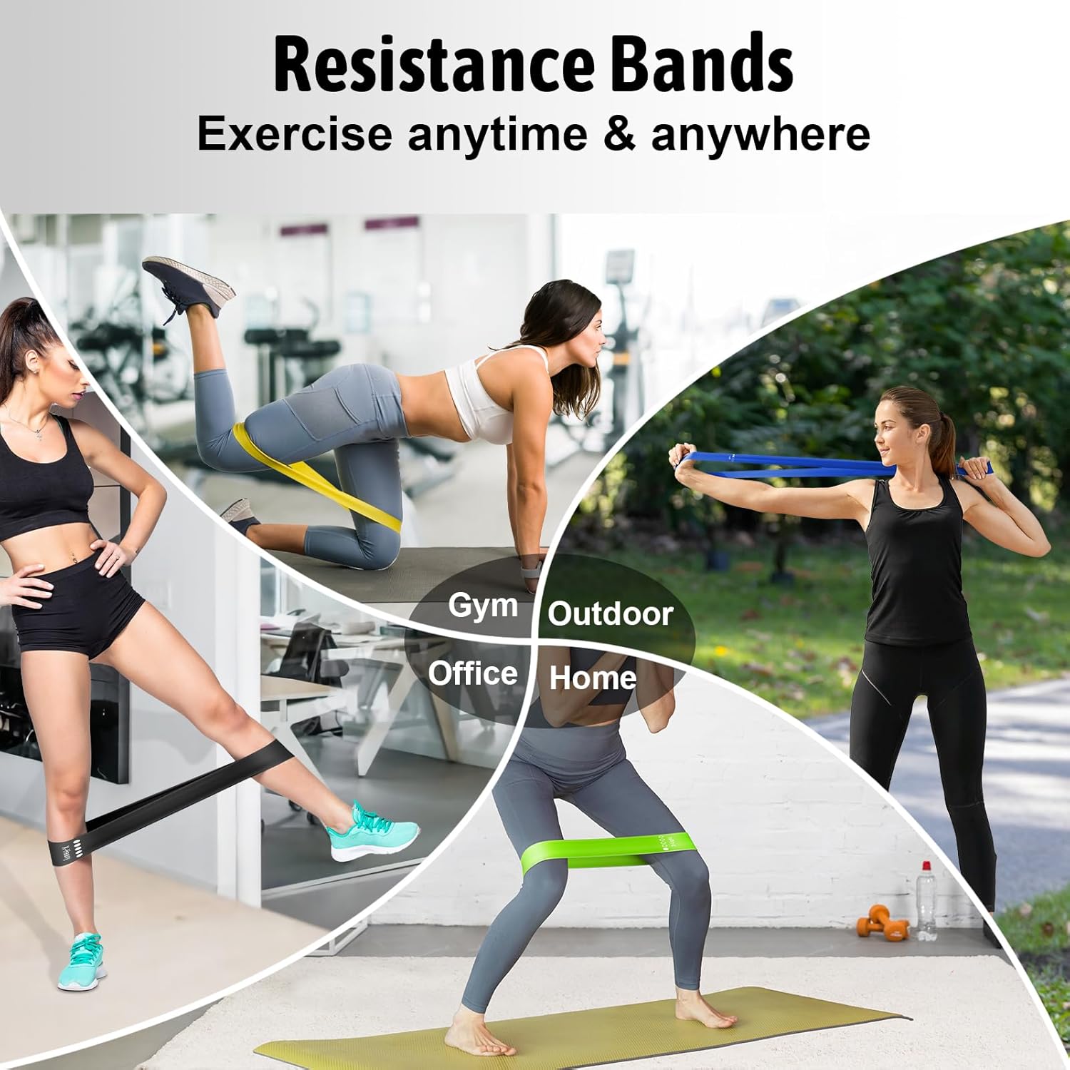Bandas elásticas de resistencia en diferentes colores y niveles