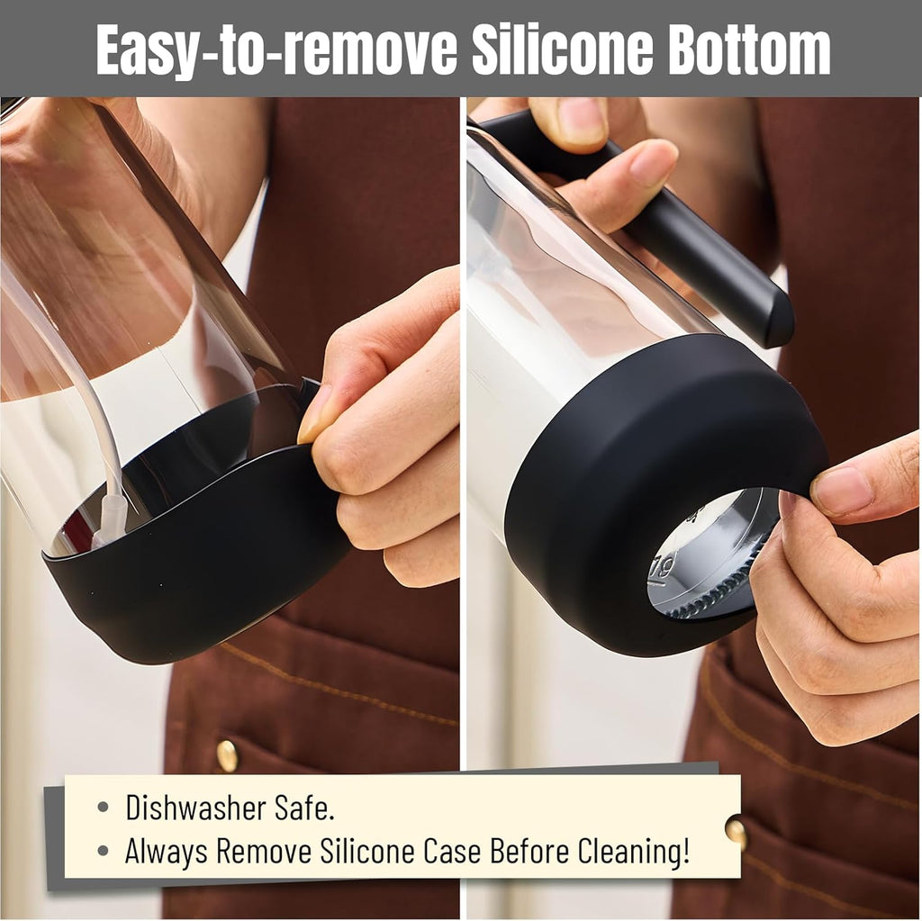 Oil Dipenser Bottle with Silicone Bottom, 2 in 1 Olive Oil Sprayer and Dispenser, Oil Spray Bottle 470ML/ 16OZ for Cooking, Kitchen, BBQ, Air Fryer, Salad, Baking(1Pc Black)