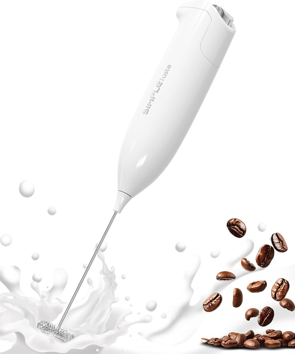 Milk Frother Handheld Electric Foam Maker, Drink Mixer with Stainless Steel Whisk for Cappuccino, Bulletproof Coffee, Latte, Gray, with Stand, Battery Operated