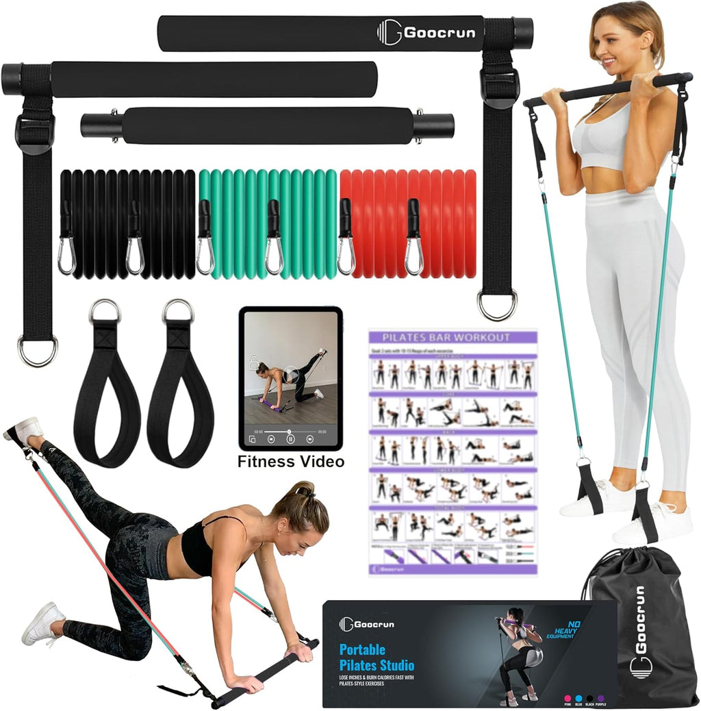 Kit de barra de pilates portátil con bandas