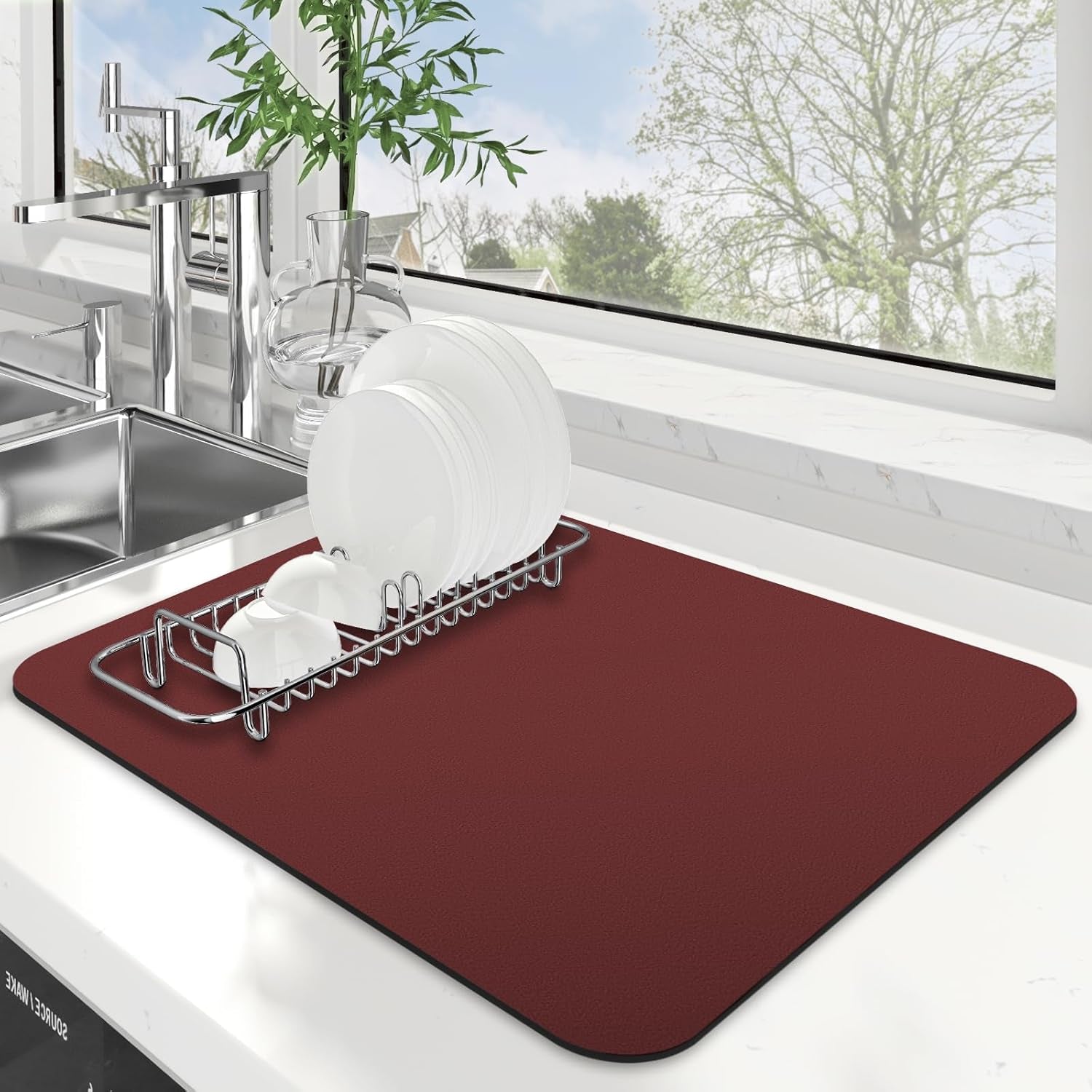 Dish Drying Mat Super Absorbent Drying Mat Large Dish Drying Mats for Kitchen Counter Easy Clean Dish Mat Kitchen Drying Mat15"X 18" Stylish Grey
