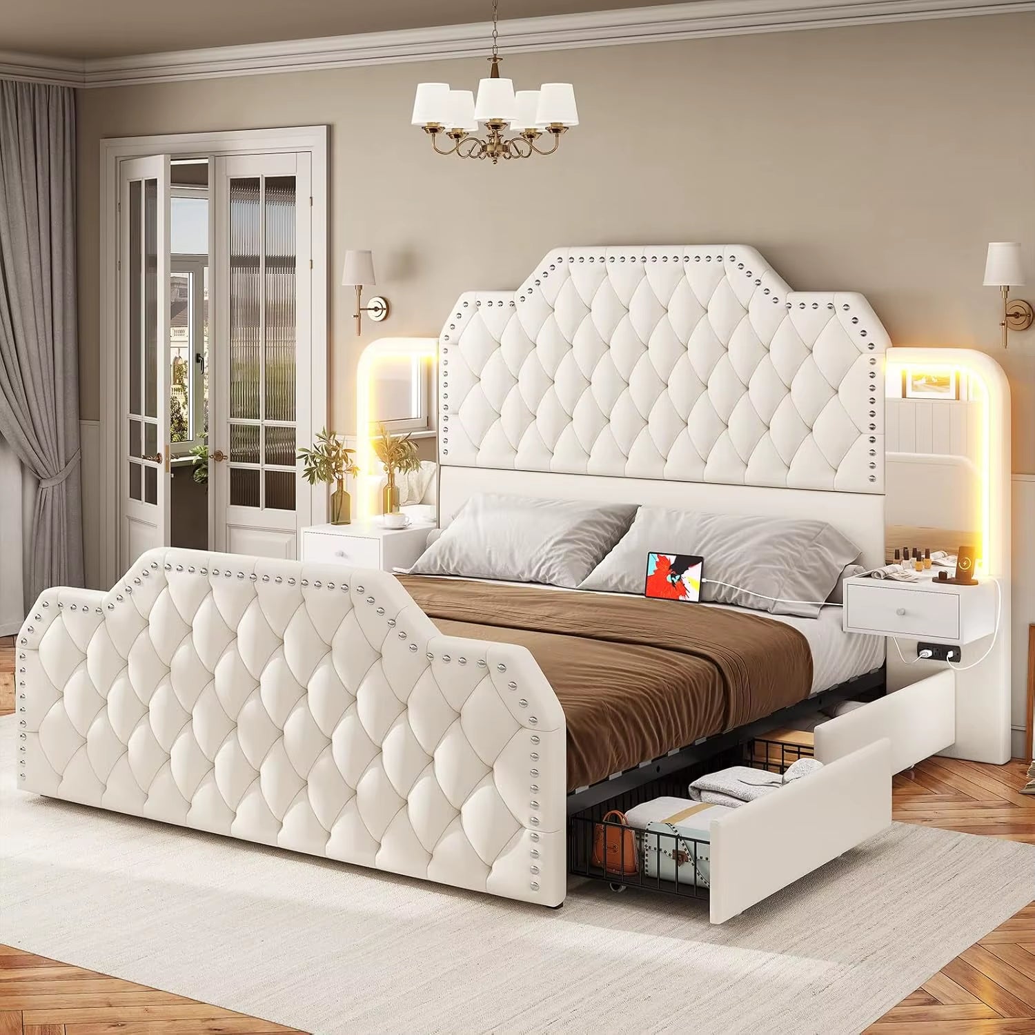The Dream Queen Bed: Luxury LED & Massive Storage! 💎🔥