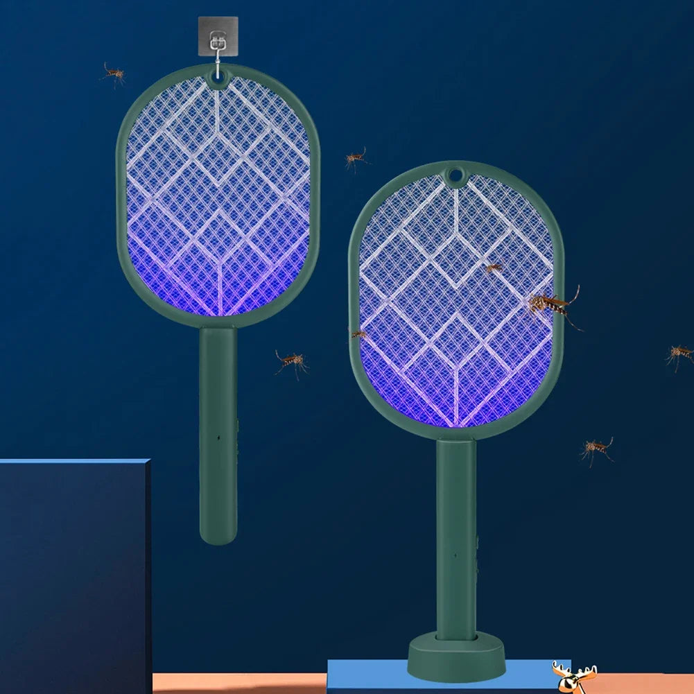 Electric Mosquito Killer 2-In-1 Fly Swatter Trap Electric Mosquito Swatter USB Rechargeable Mosquito Racket Fly Zapper for Home