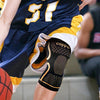 Knee compression sleeve worn on the basketball court