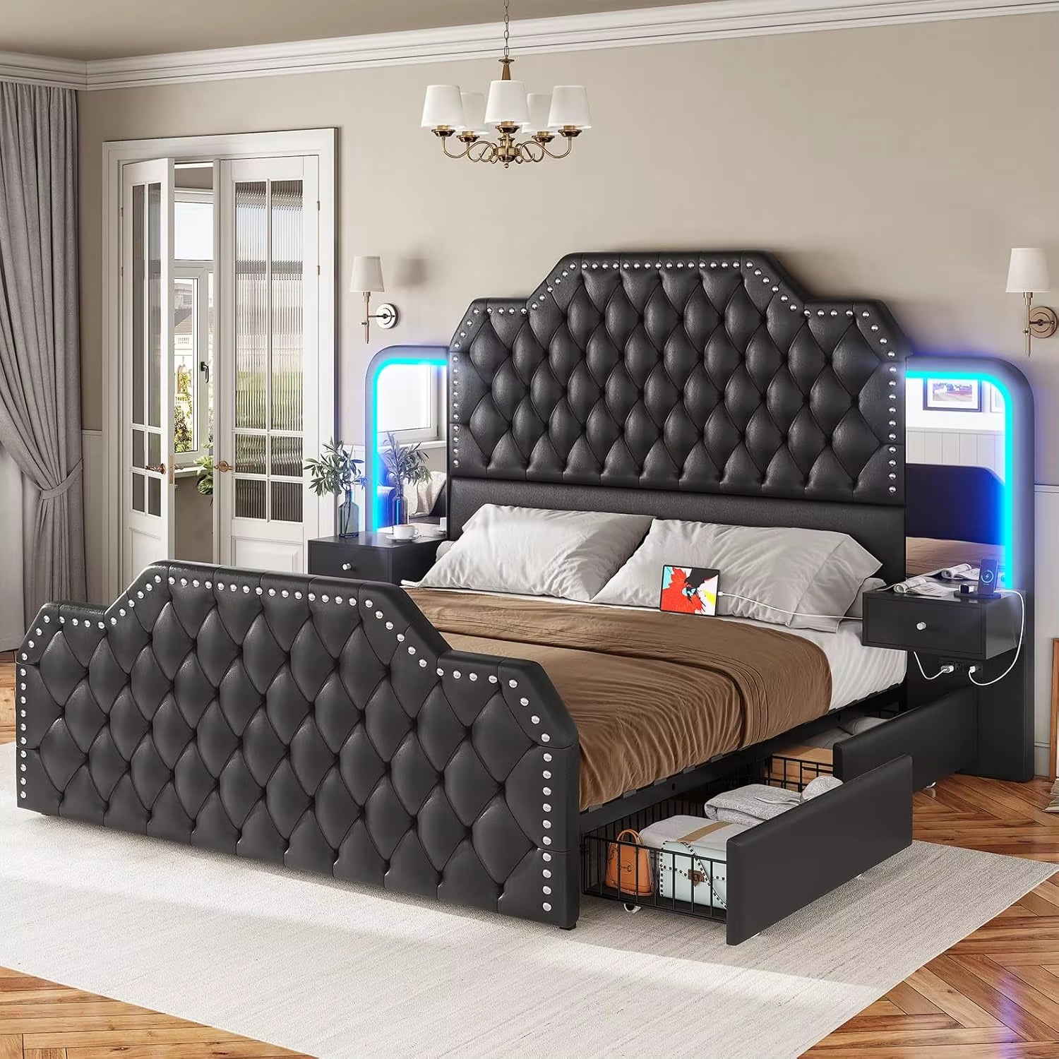 The Dream Queen Bed: Luxury LED & Massive Storage! 💎🔥
