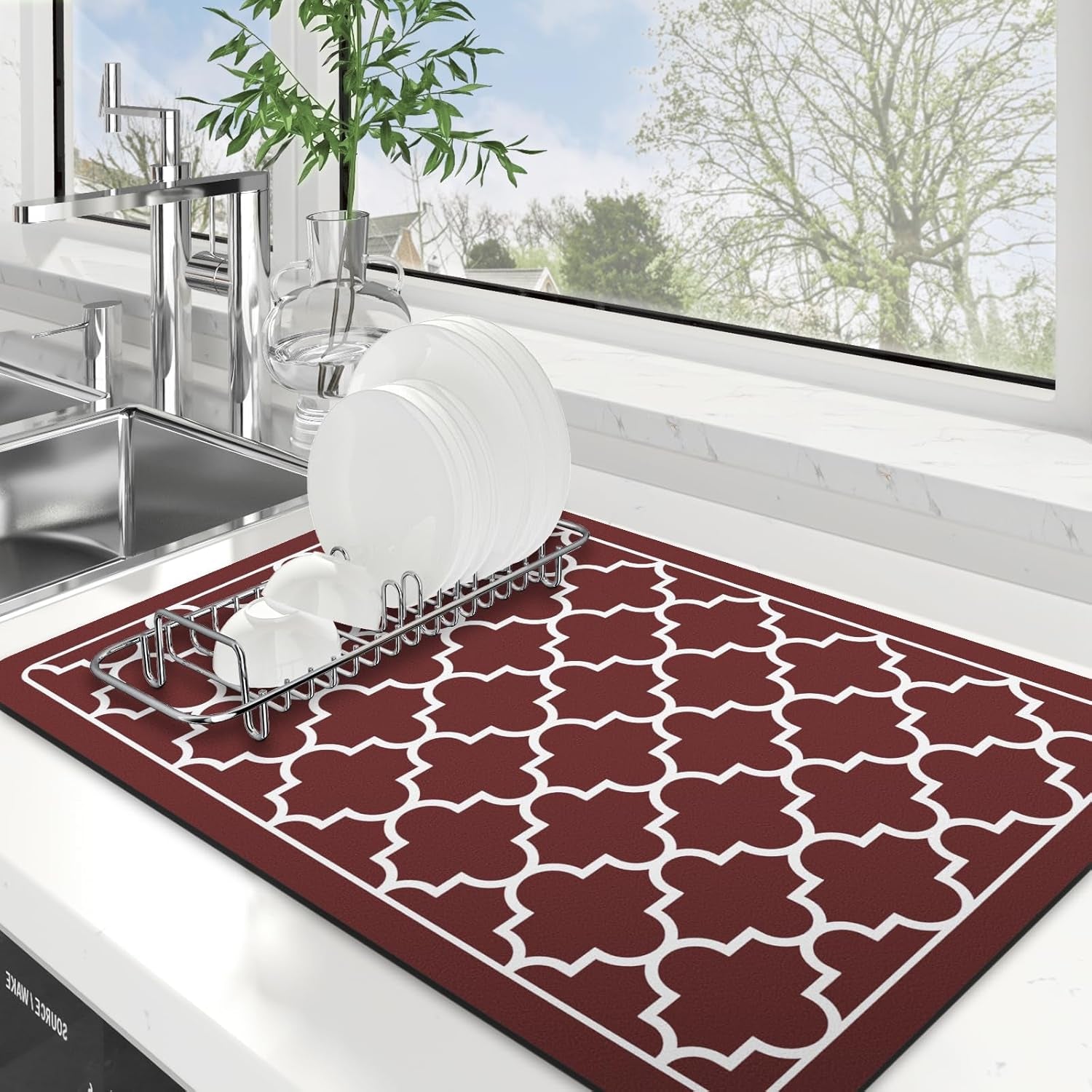 Dish Drying Mat Super Absorbent Drying Mat Large Dish Drying Mats for Kitchen Counter Easy Clean Dish Mat Kitchen Drying Mat15"X 18" Stylish Grey